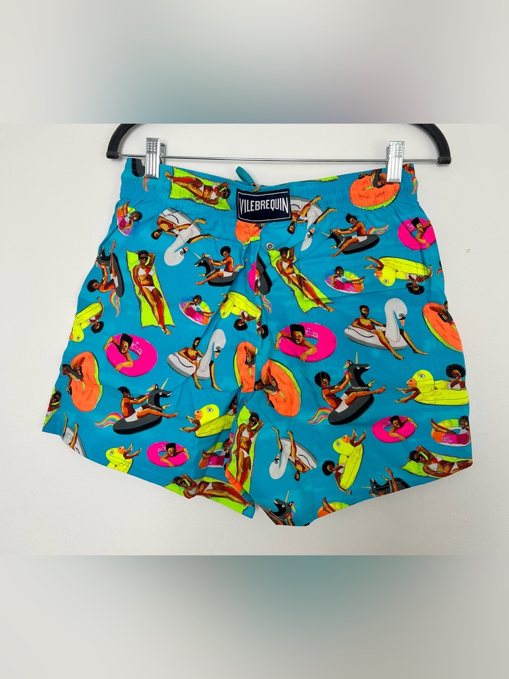 Vilebrequin Turquoise Men’s Swim Shorts Trunks with Neon Float Print